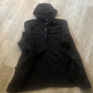 35 Below Black Fleece Hooded Poncho Cape - SOFT & COZY!